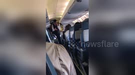 Flight attendant raps passenger announcement