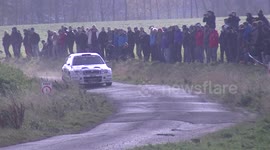 Spectacular crash during rally race in Belgium