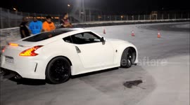 White Nissan 370z Drifting