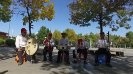 All kinds of musical instruments made of iron pots,play the euphonic timbre