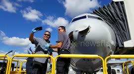 Bird strike on an inbound flight to Miami International Airport