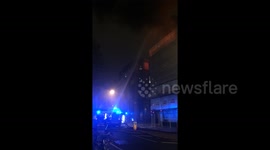 Firefighters douse flames at blaze on London’s Clerkenwell Road