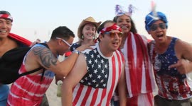 American fans at Brazil World Cup chant 'USA!' on Copacabana beach