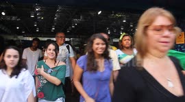Brazil fans celebrating pre-match in Rio