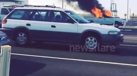 San Francisco Bay Bridge Car on Fire
