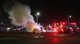 Car goes up in flames at Los Angeles meet up