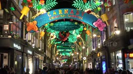 Close Up Of The Tropical Christmas Decorations In Carnaby Street