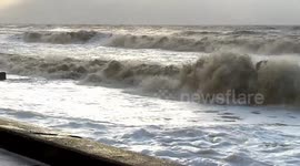 Gale force winds and high tide