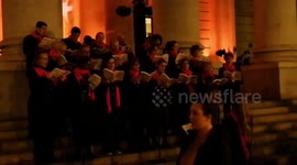 Carol singing at The Royal Exchange - Christmas tree lighting, London, UK