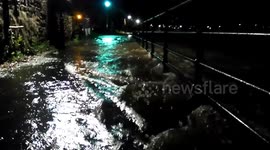Dog Walker WalksThrough Flood Waters
