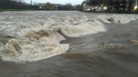 Huge waves roll on River Kent in Cumbria