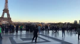 Celtic fans have kickabout in front of Eiffel Tower