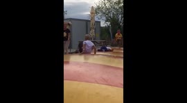 Bouncing baby on a trampoline