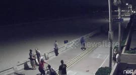 CCTV captures horrifying moment man knocks down two partygoers