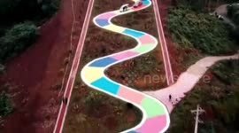 Colourful snake-shaped road in southwestern China's Chongqing City