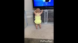 Funny baby dancing feeling the groove