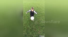 Newsflare Edit - Child doing football tricks and skills