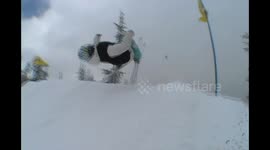 Kid tries backflip off jump thats too little