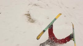 Ski jump turns into face smash