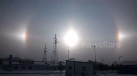 Natural phenomenon makes three suns appear in the sky above China