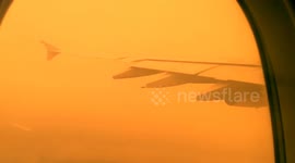 A380 takeoff during a dust storm in Dubai