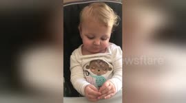 Newsflare Edit - Newsflare Edit - Cute baby says boo for first time