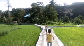 children running to play kites