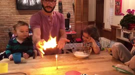 Father surprises kids with present wrapped in flash paper