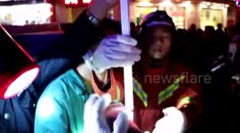 Steel bar impales construction worker's head