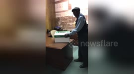 Janitor has the sweetest reaction to puppy surprise on his birthday