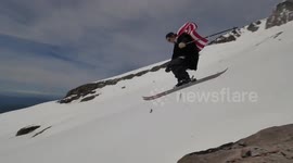 4th of July ski jump for America fail
