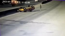 Man jumps off motorcycle to escape being crushed by learner driver