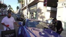 DJ Khaled goes shopping in his custom Blue Rolls-Royce in Beverly Hills