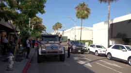 Tyga shows off his custom GOLD Mercedes-Benz G-Class with friends