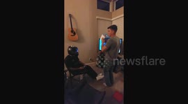 Man hitting friend wearing helmet with box goes terribly wrong
