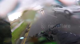 Motorcyclist drives through sudden hailstorm in Ramsgate
