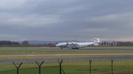 World's largest propeller plane takes off in Manchester