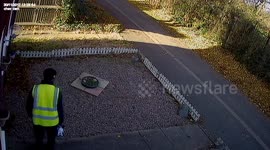 Driver urinates on side of house after failed delivery