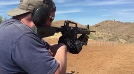 Slow motion AR 15 full 50 round clip slow motion