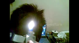Burning hair prank