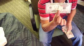 Magician magic mike amazingly turns $5 US dollar bills into $250 US dollars