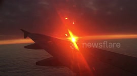 Sunset flight over Europe