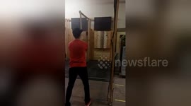 Newsflare Edit - Slow-mo axe throw