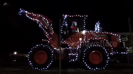 Big tractor fitted with festive lights