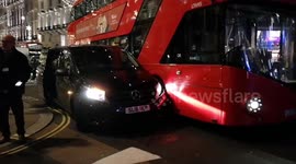 Taxi and double-decker bus in accident on London's Regent Street