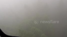 Helicopter ride in the fog