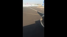 Passenger films moment bird flies into jet propeller during take off