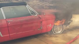 Car burning in Thomas Fire