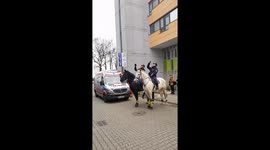 Mounted police cheering up children with cancer