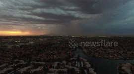 Stunning drone footage of lightning strikes in Arizona dust storm